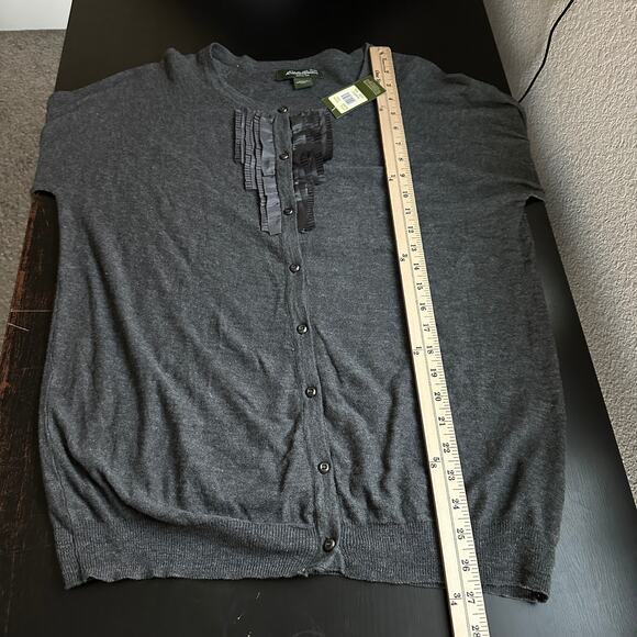 Eddie Bauer Cardiga XXL Button 100% Cotton Outdoors Ruffle Gray Knit Casual NWT - Picture 8 of 9